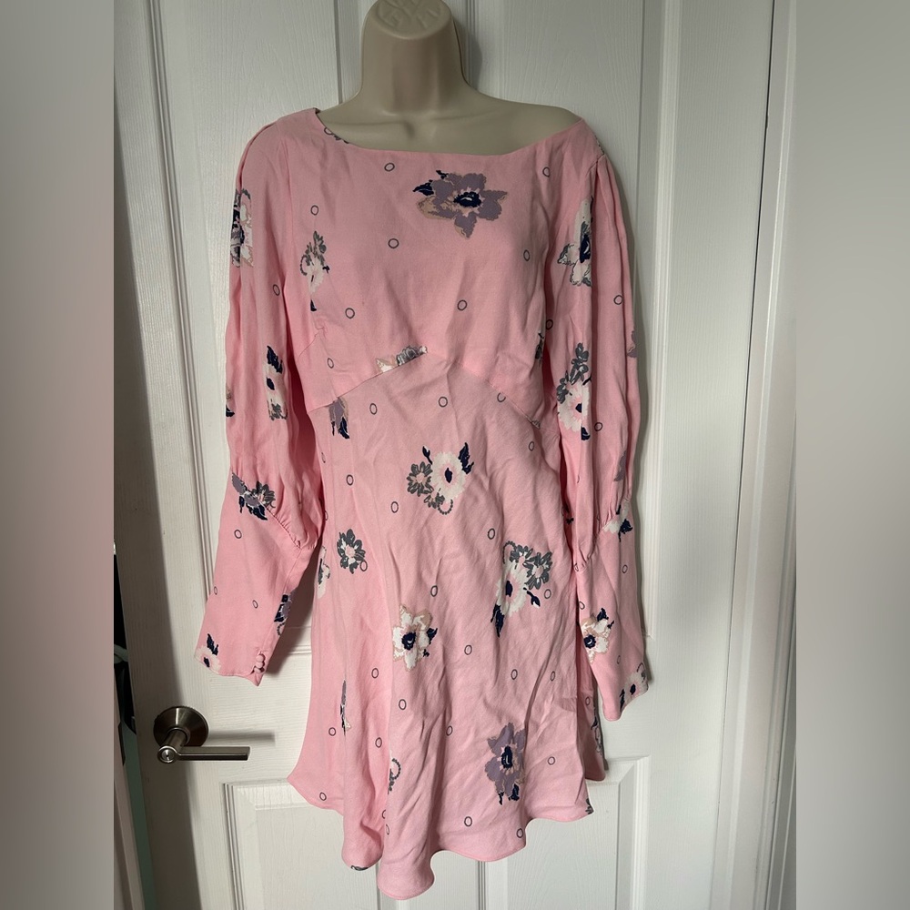 Free People Floral Pink Long Sleeve Dress